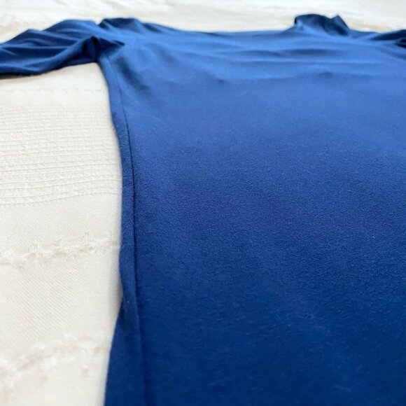 EILEEN FISHER NAVY LONG SLEEVE BACK STRAPPY CUT OUT STRETCHY DRESS - XS - Picture 7 of 10